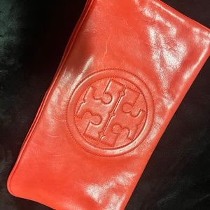 Tory Burch red clutch purse